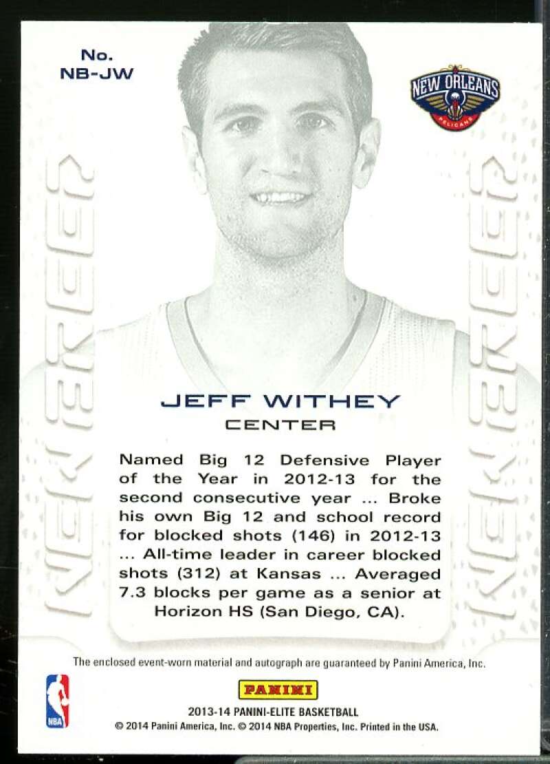 Jeff Withey/599 Rookie Card 2013-14 Elite New Breed Autograph Jerseys #4  Image 2