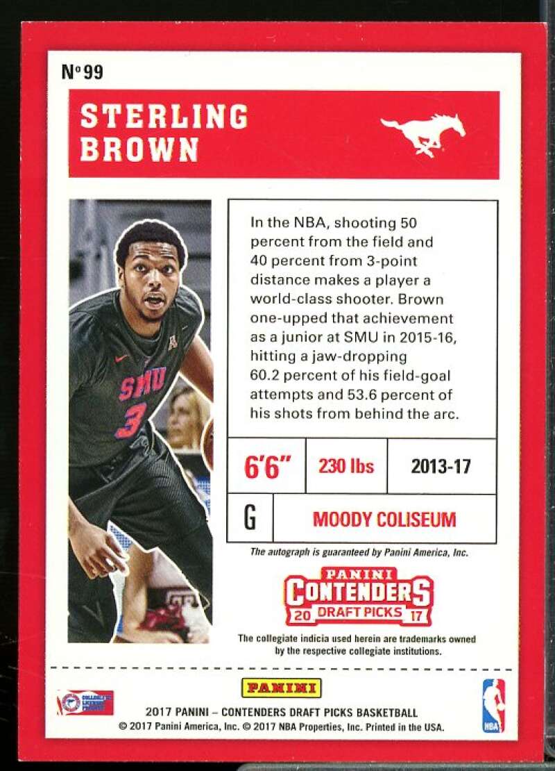 Sterling Brown AU Rookie Card 2017-18 Panini Contenders Draft Picks #99  Image 2