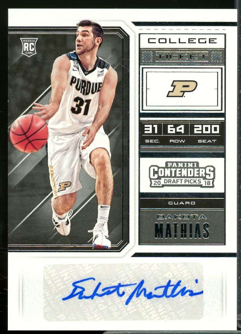 Dakota Mathias AU Rookie Card 2018-19 Panini Contenders Draft Picks #86  Image 1