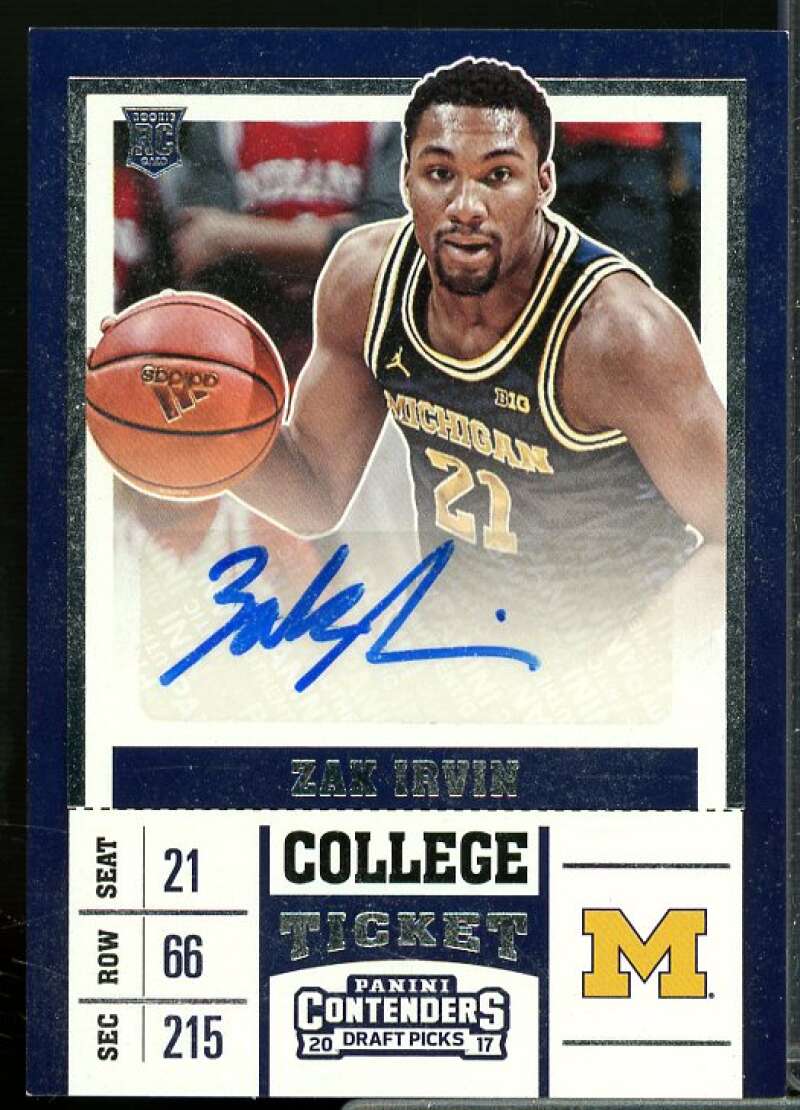 Zak Irvin AU Rookie Card 2017-18 Panini Contenders Draft Picks #119  Image 1