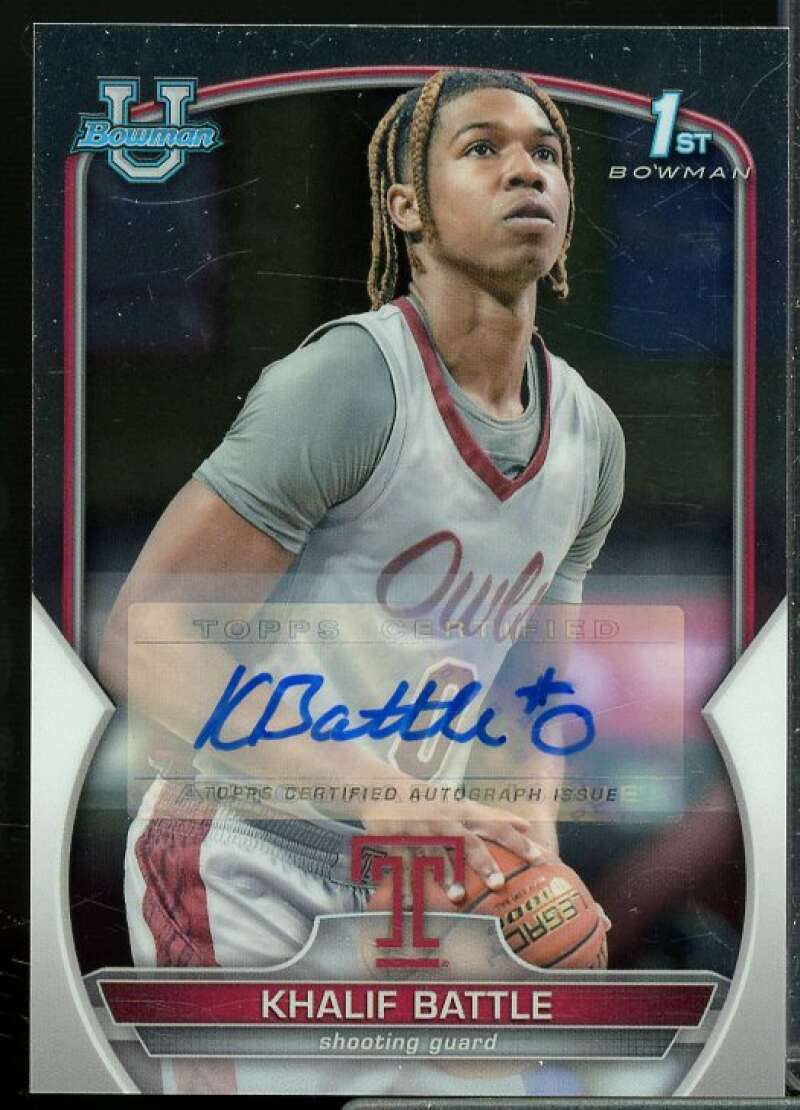 Khalif Battle Rookie 2022-23 Bowman Chrome University Prospect Autographs #66  Image 1