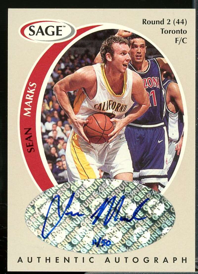 Sean Marks/50 Rookie Card 1998 SAGE Autographs Platinum #A28  Image 1