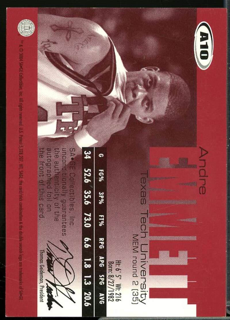 Andre Emmett/220 Rookie Card 2004 SAGE Autographs Silver #A10  Image 2