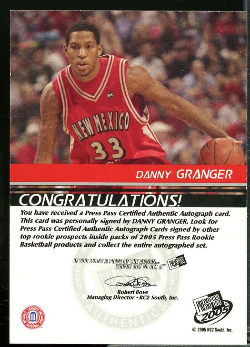 Danny Granger Rookie Card 2005 Press Pass Autographs #DG  Image 2