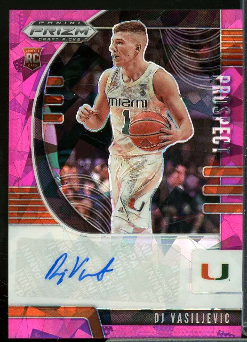 DJ Vasiljevic 2020-21 Panini Prizm Draft Picks Prospect Autographs Pink Ice #88  Image 1