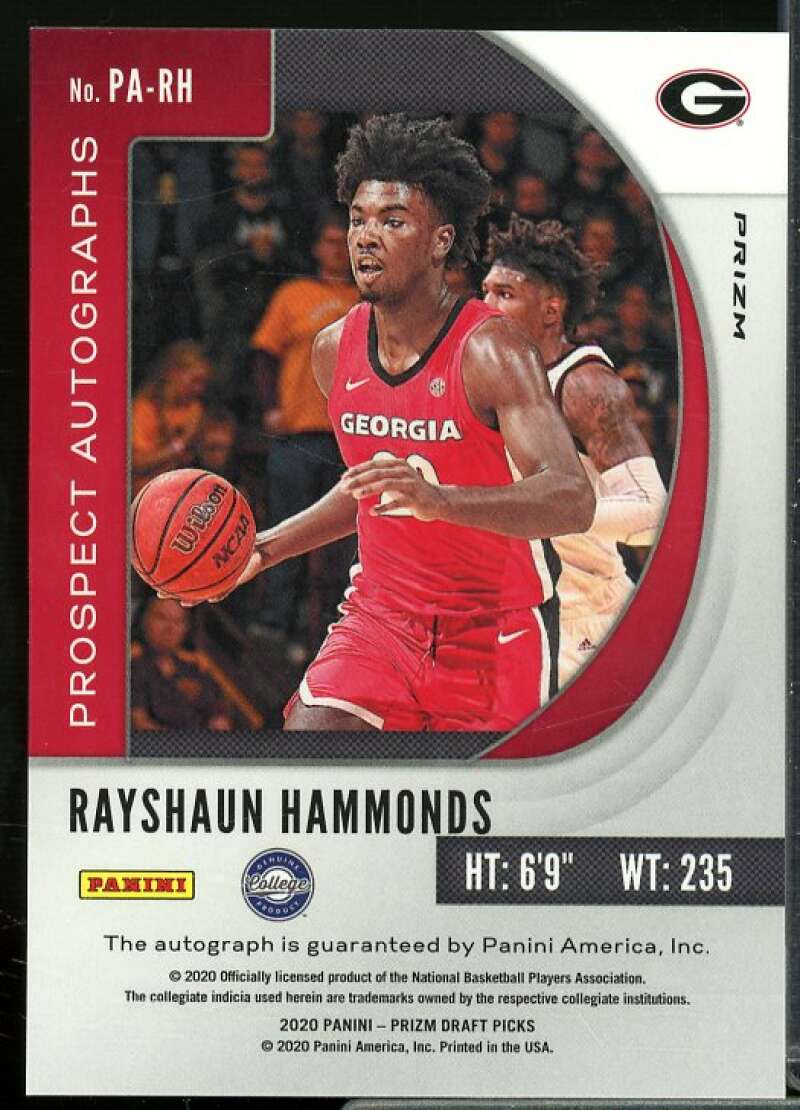 Rayshaun Hammonds 2020-21 Panini Prizm Draft Prospect Autographs Pink Ice #54  Image 2