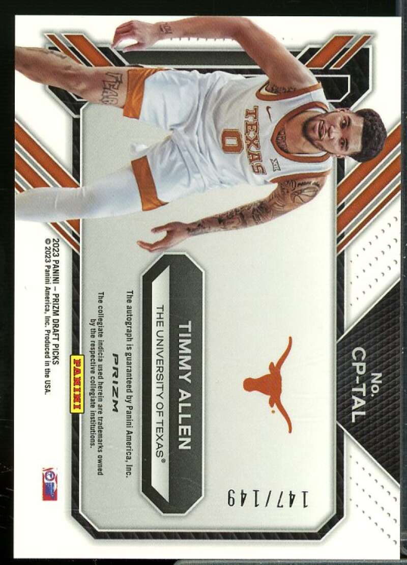 Timmy Allen/149 2023-24 Panini Prizm Draft College Penmanship Signature Red #16  Image 2