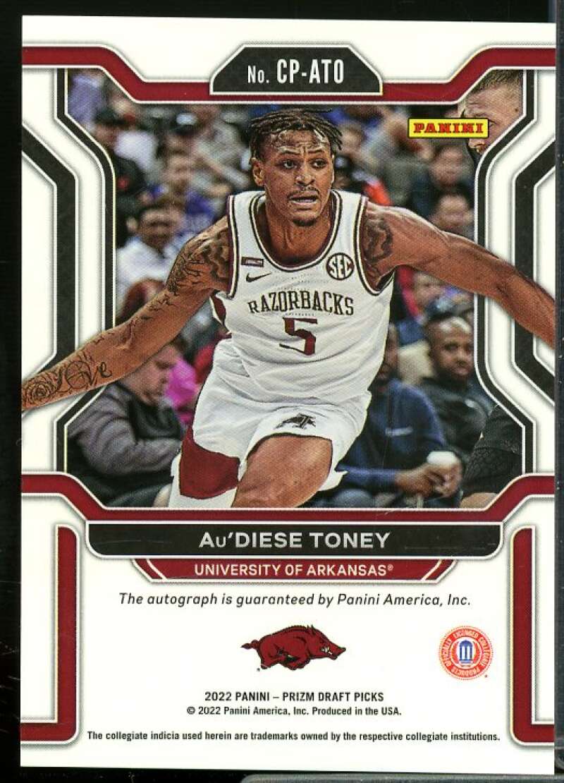 Au'Diese Toney Rookie 2022-23 Panini Prizm Draft Picks College Penmanship #21  Image 2