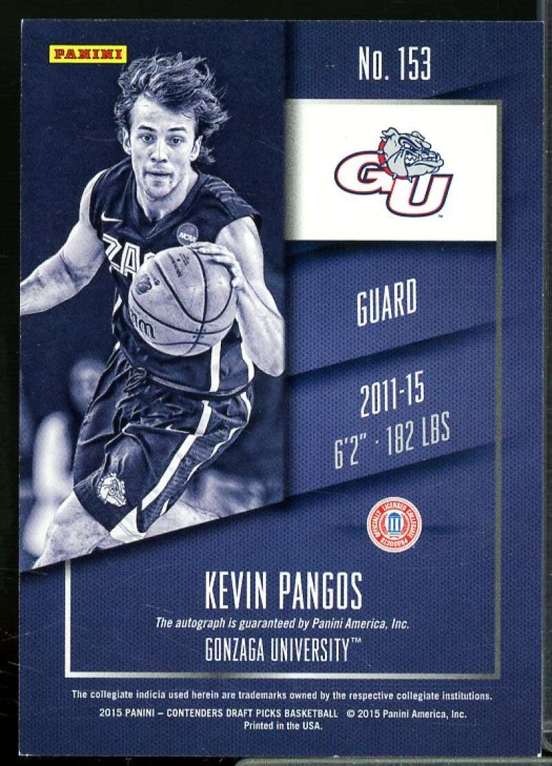 Kevin Pangos AU 2015-16 Panini Contenders Draft Picks Ticket Blue Foil #153  Image 2