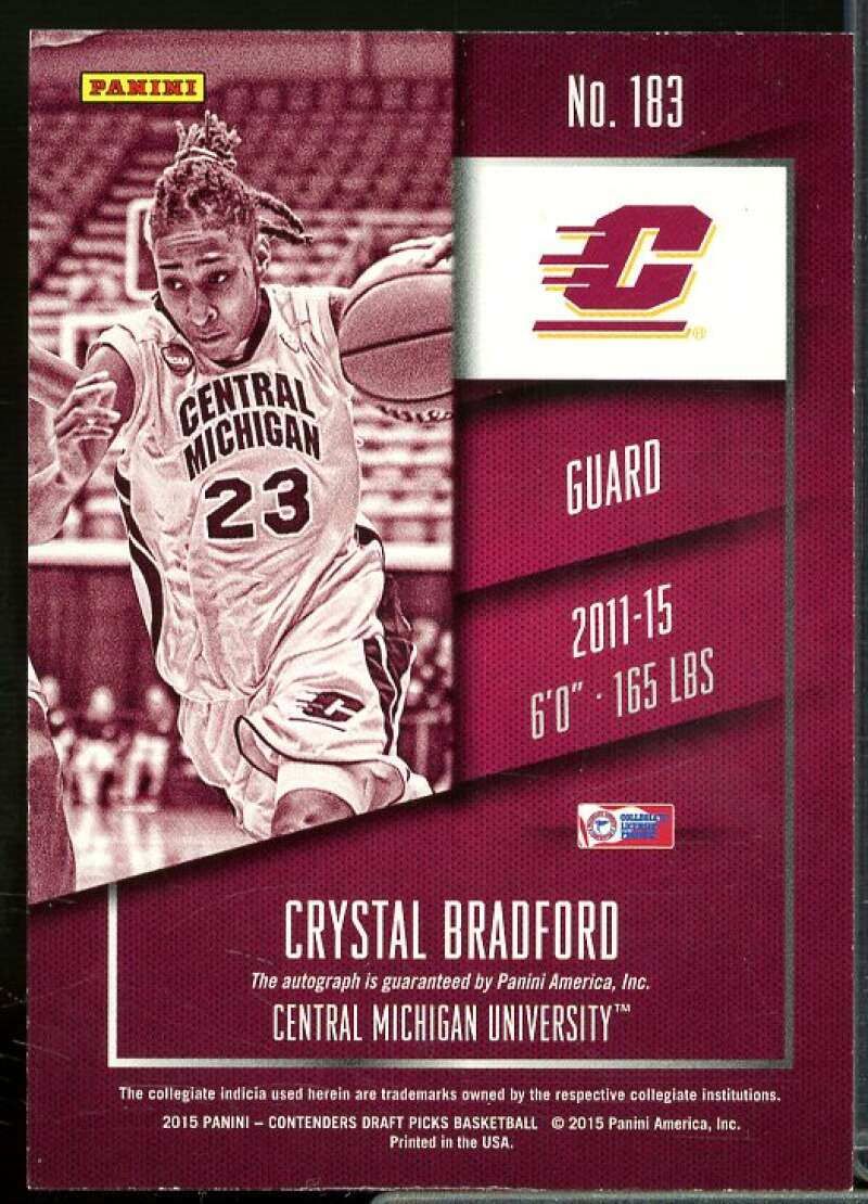 Crystal Bradford AU Rookie Card 2015-16 Panini Contenders Draft Picks #183  Image 2