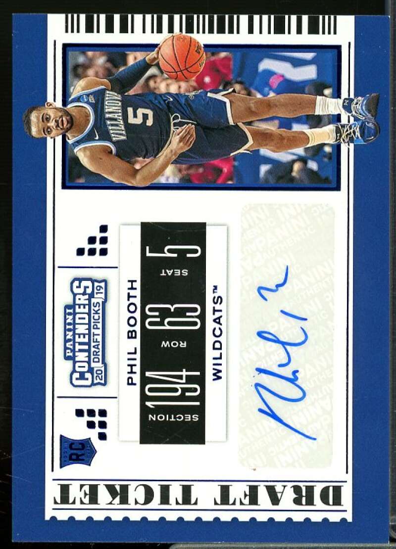 Phil Booth AU 2019-20 Panini Contenders Draft Picks Draft Ticket Blue Foil #132  Image 1