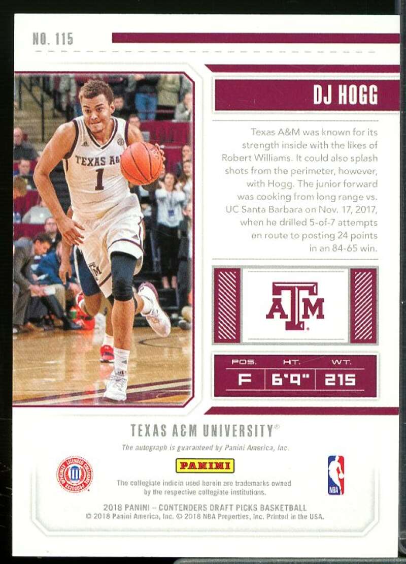 DJ Hogg AU Rookie Card 2018-19 Panini Contenders Draft Picks #115  Image 2