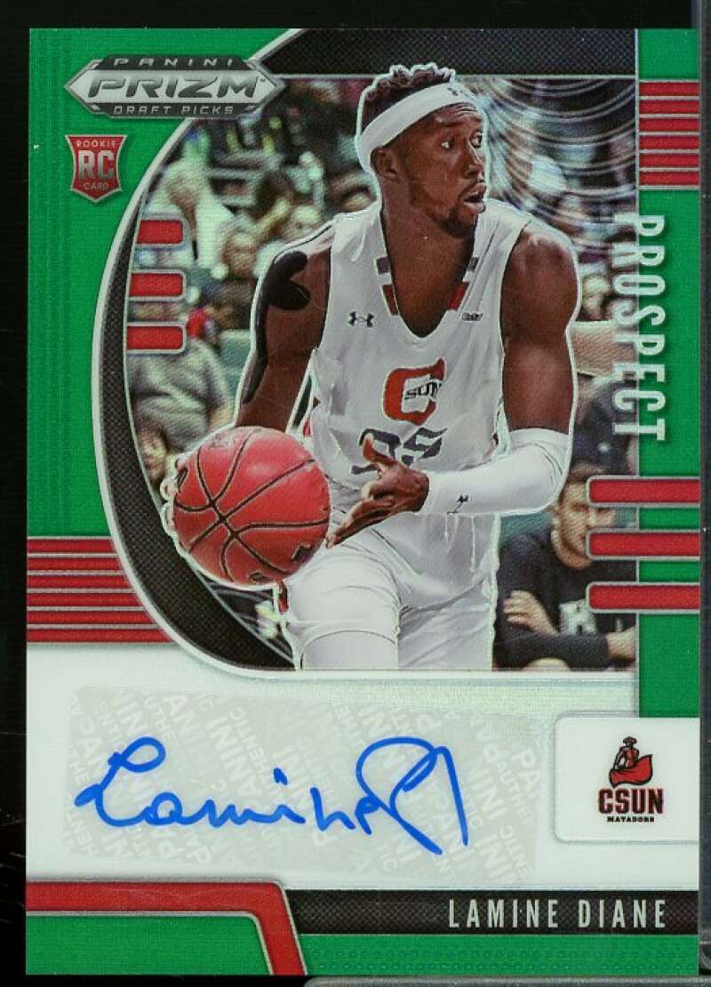 Lamine Diane 2020-21 Panini Prizm Draft Picks Prospect Autographs Green #29  Image 1