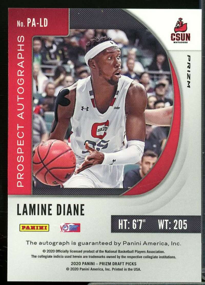 Lamine Diane 2020-21 Panini Prizm Draft Picks Prospect Autographs Green #29  Image 2