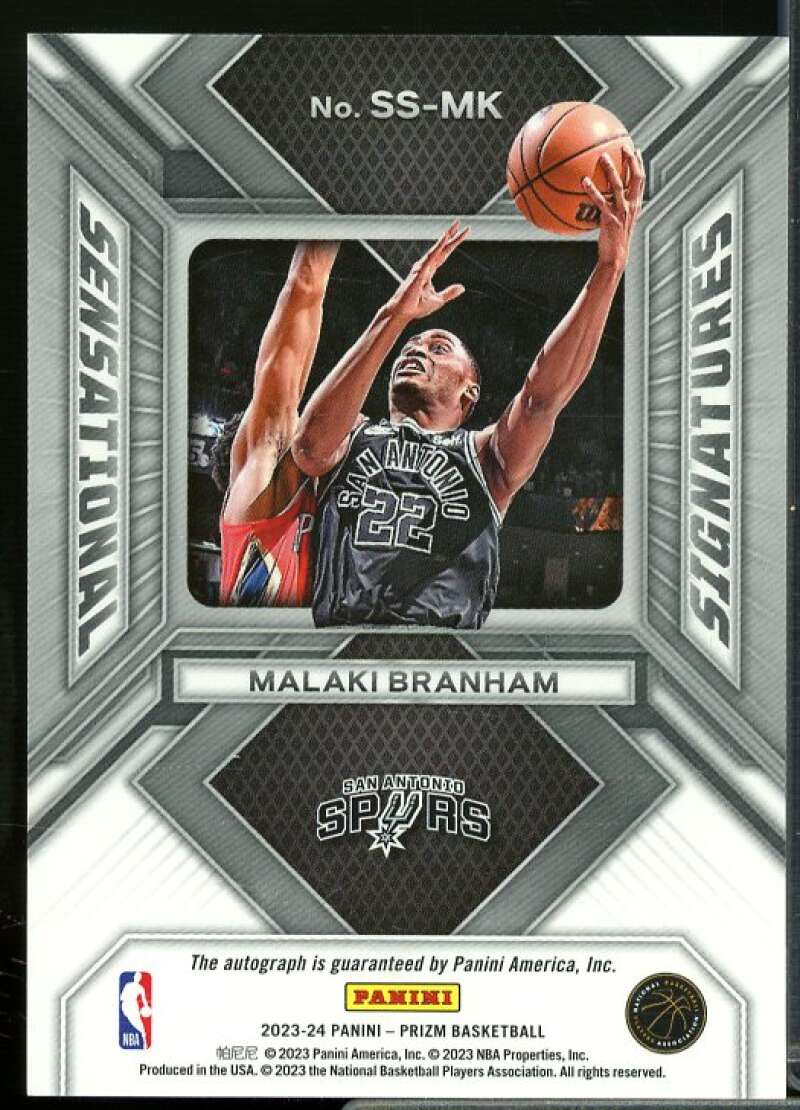 Malaki Branham Rookie Card 2023-24 Panini Prizm Sensational Signatures #45  Image 2