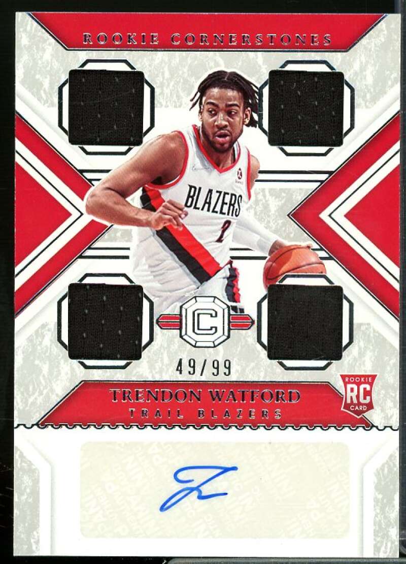 Trendon Watford/99 2021-22 Chronicles Cornerstones Rookie Quad Relic Auto #3  Image 1