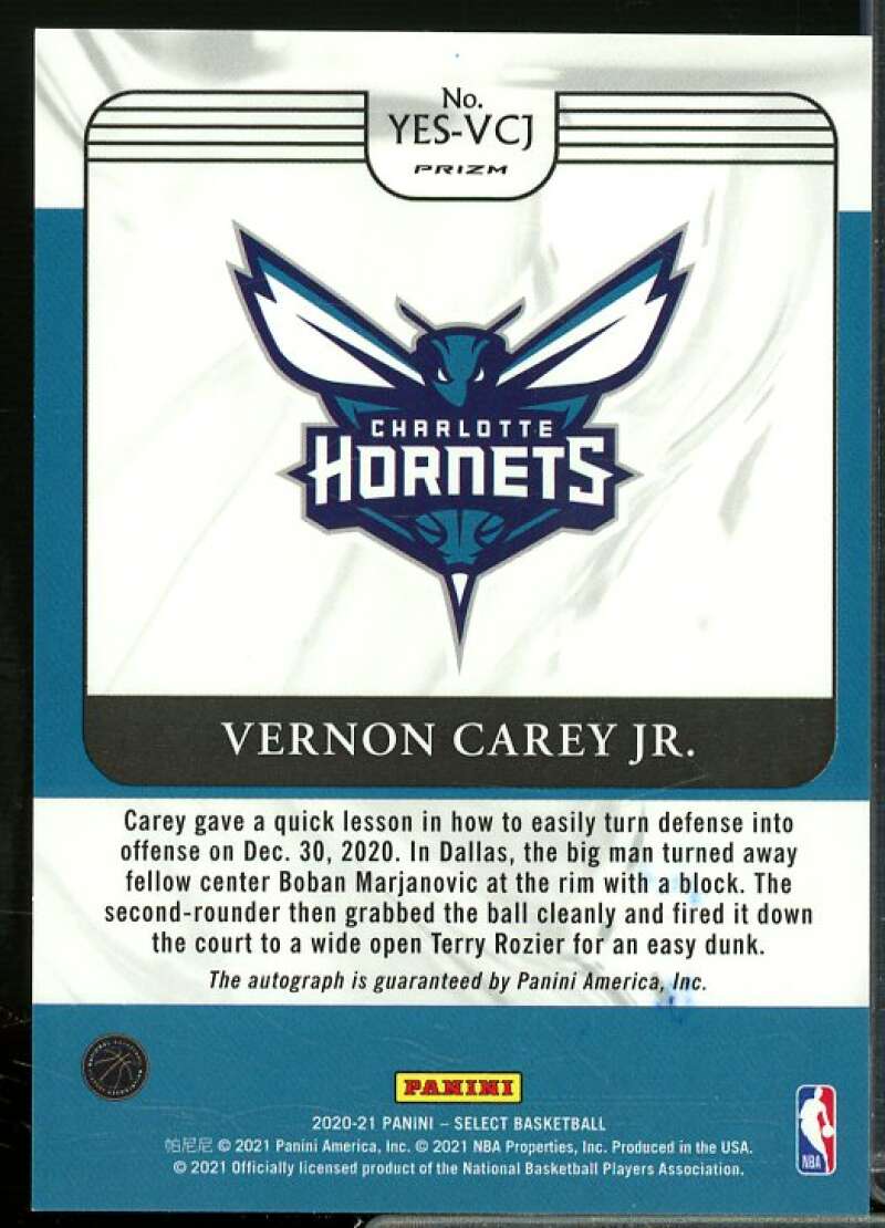 Vernon Carey Jr. Rookie Card 2020-21 Select Youth Explosion Signatures #32  Image 2