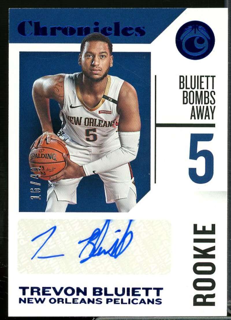 Trevon Bluiett Rookie Card 2018-19 Panini Chronicles Rookie Signatures Blue #33  Image 1