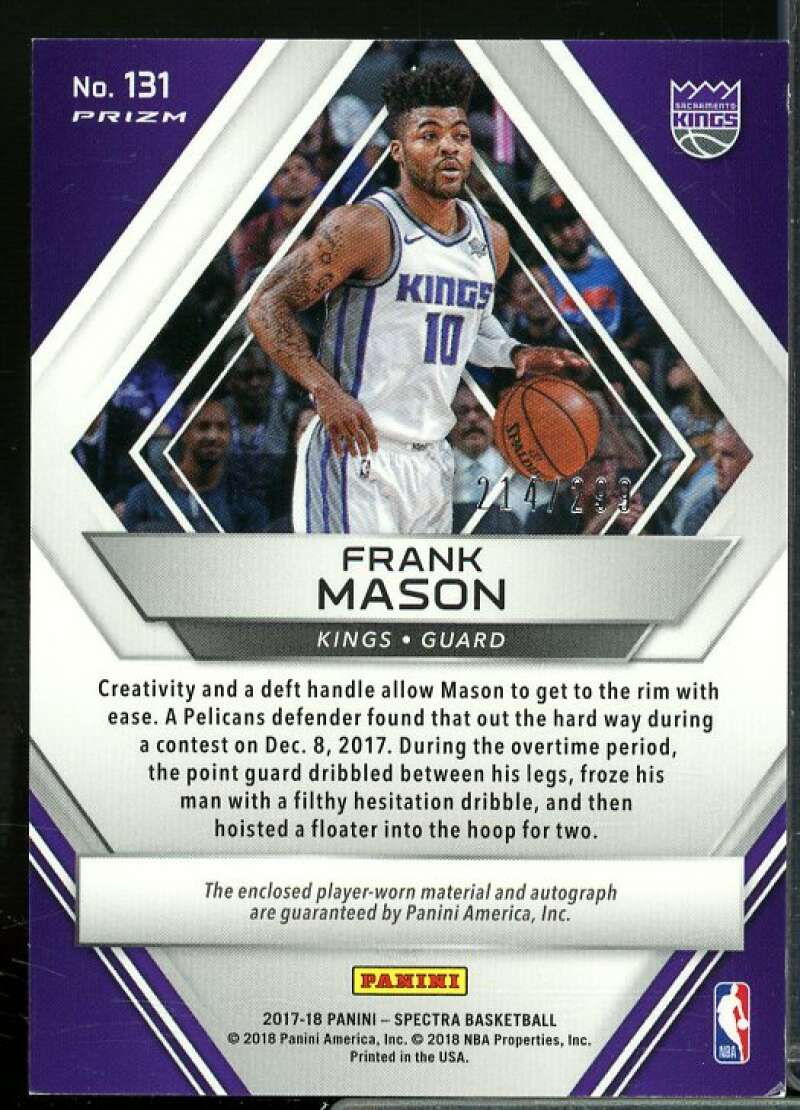 Frank Mason III JSY AU/299 Rookie Card 2017-18 Panini Spectra #131  Image 2