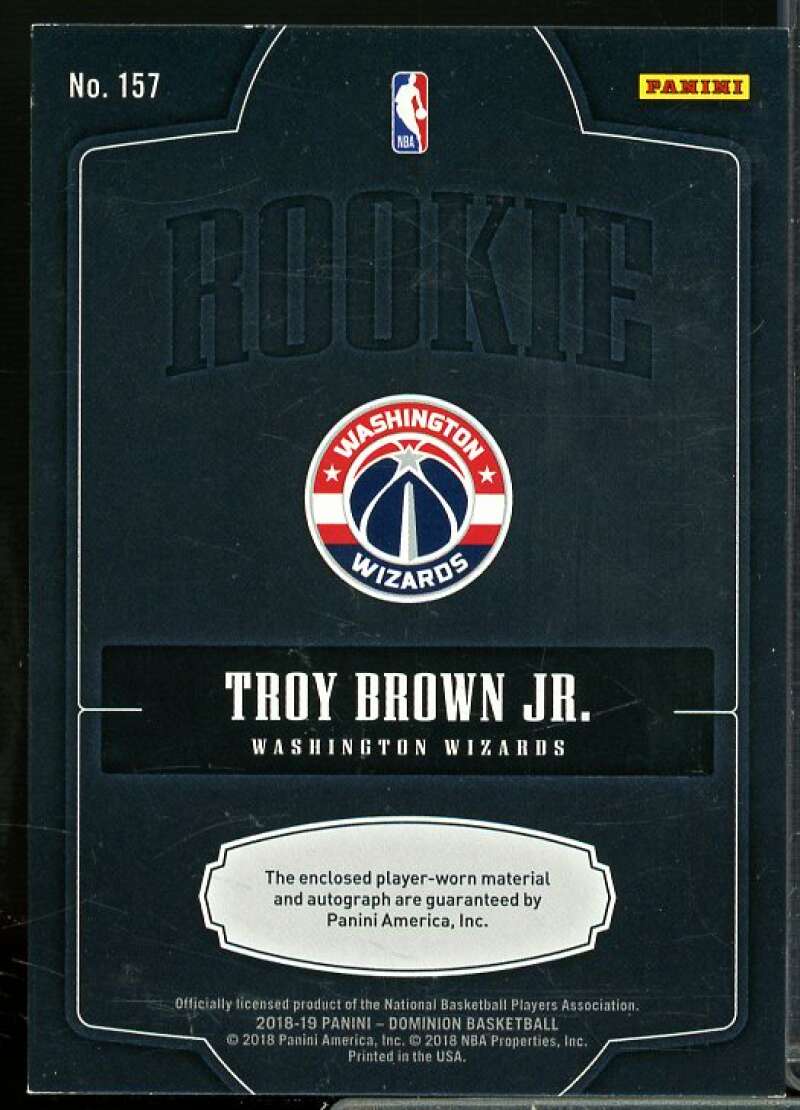 Troy Brown Jr. JSY AU Rookie Card 2018-19 Panini Dominion #157  Image 2