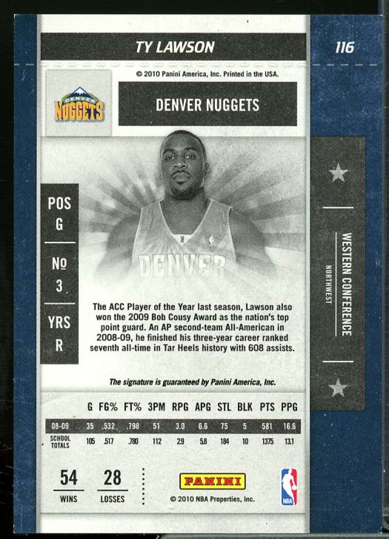 Ty Lawson AU Rookie Card 2009-10 Playoff Contenders #116  Image 2