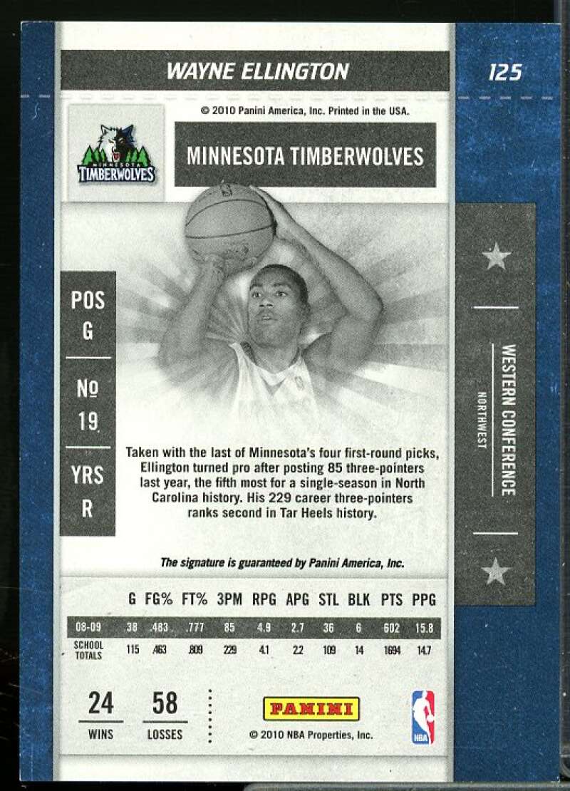 Wayne Ellington AU Rookie Card 2009-10 Playoff Contenders #125  Image 2