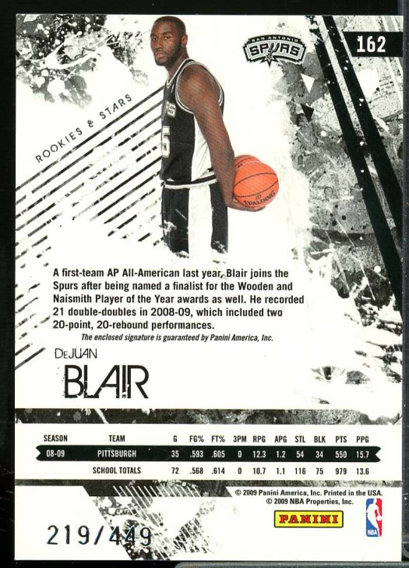 DeJuan Blair AU/449 Rookie Card 2009-10 Rookies and Stars #162  Image 2