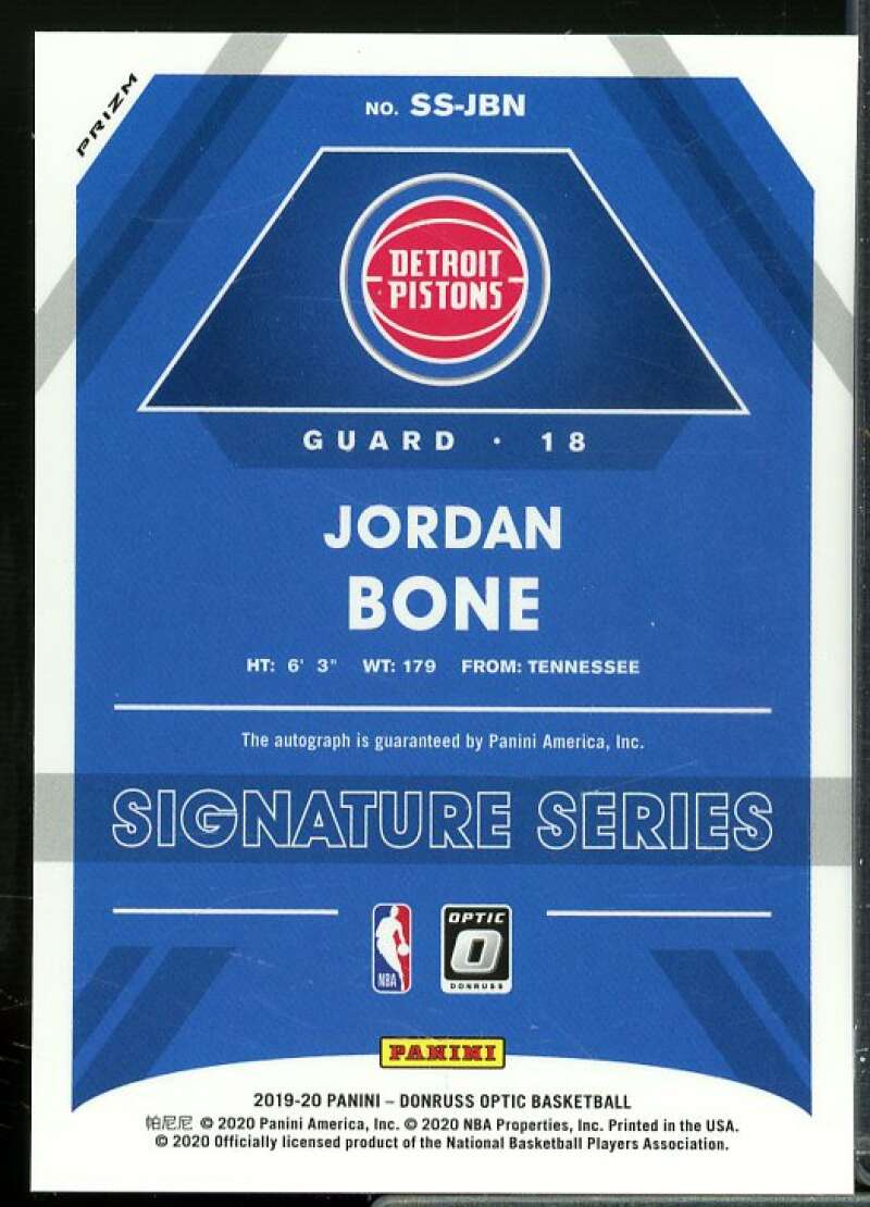 Jordan Bone Rookie Card 2019-20 Donruss Optic Signature Series Green Wave #3  Image 2