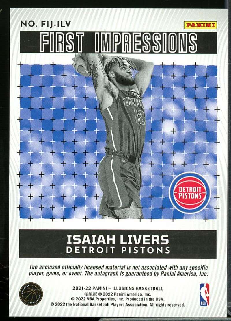 Isaiah Livers 2021-22 Panini Illusions First Impressions Jersey Autographs #39  Image 2