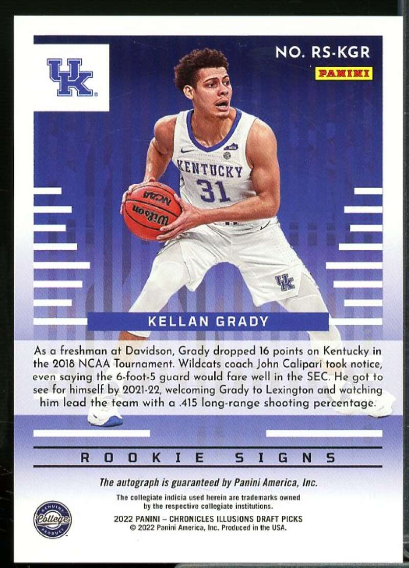 Kellan Grady 2022-23 Panini Chronicles Draft Picks Illusions Rookie Signs #29  Image 2