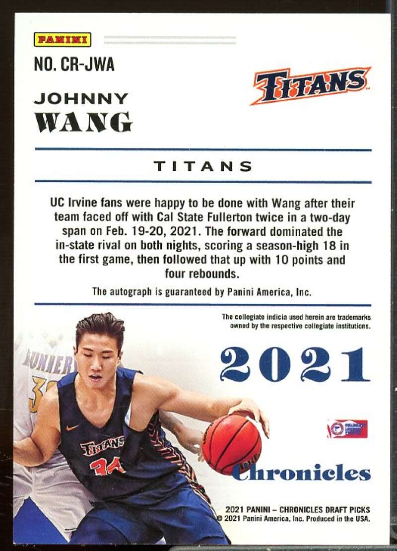 Johnny Wang 2021-22 Panini Chronicles Draft Picks Rookie Signatures Pink #22  Image 2