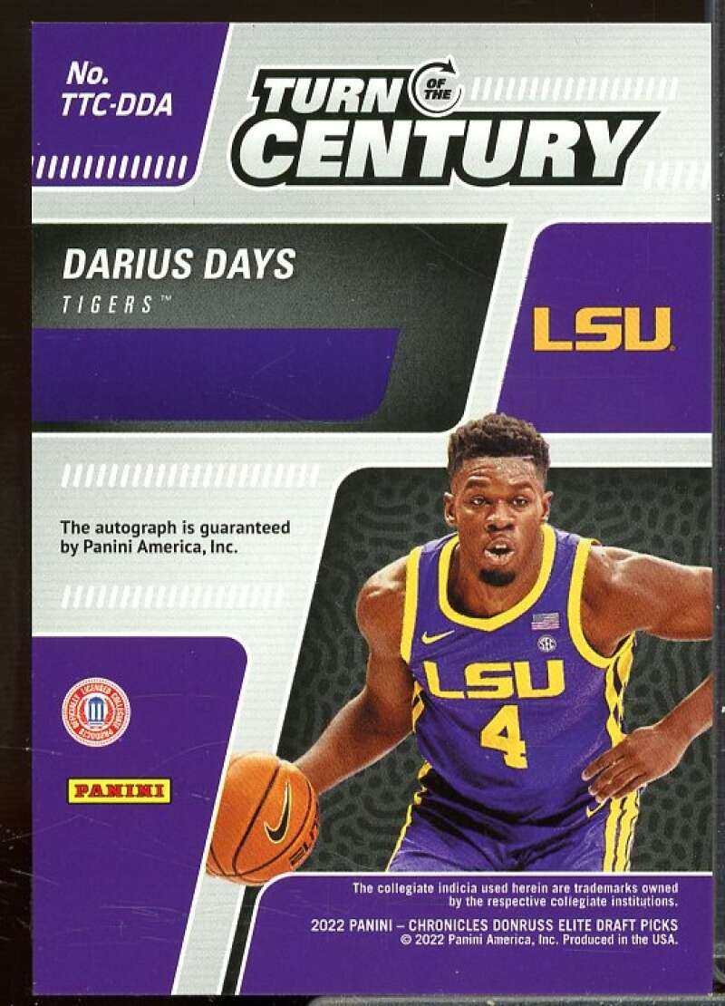 Darius Days 2022-23 Panini Chronicles Draft Turn of the Century Auto Pink #16  Image 2