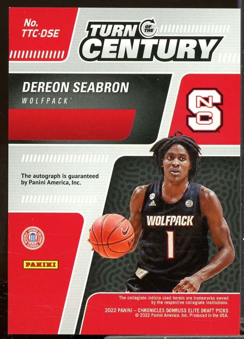 Dereon Seabron 2022-23 Panini Chronicle Draft Turn of the Century Autograph #19  Image 2