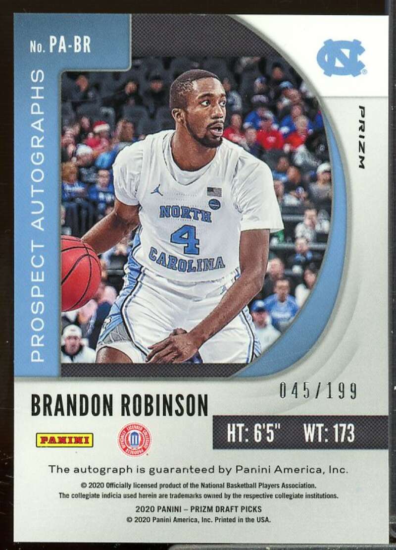 Brandon Robinson 2020-21 Panini Prizm Draft Picks Prospect Autographs Red #41  Image 2