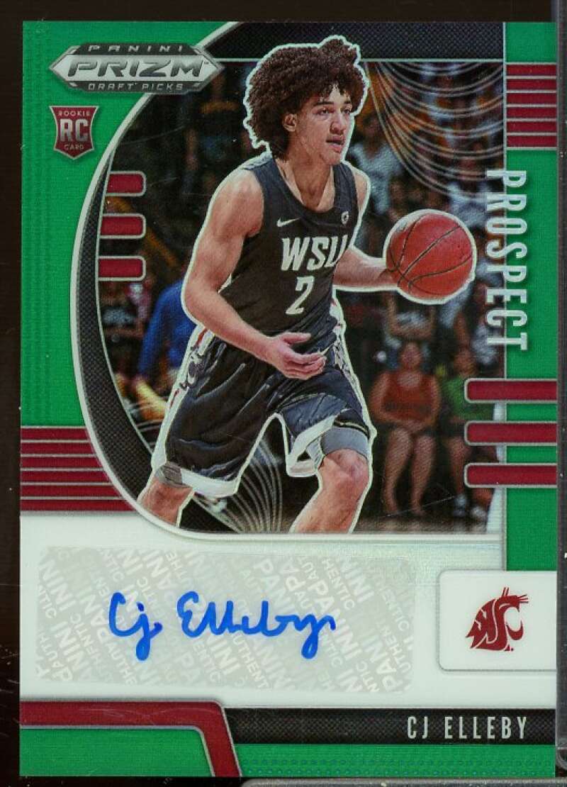 CJ Elleby Card 2020-21 Panini Prizm Draft Picks Prospect Autographs Green #60  Image 1