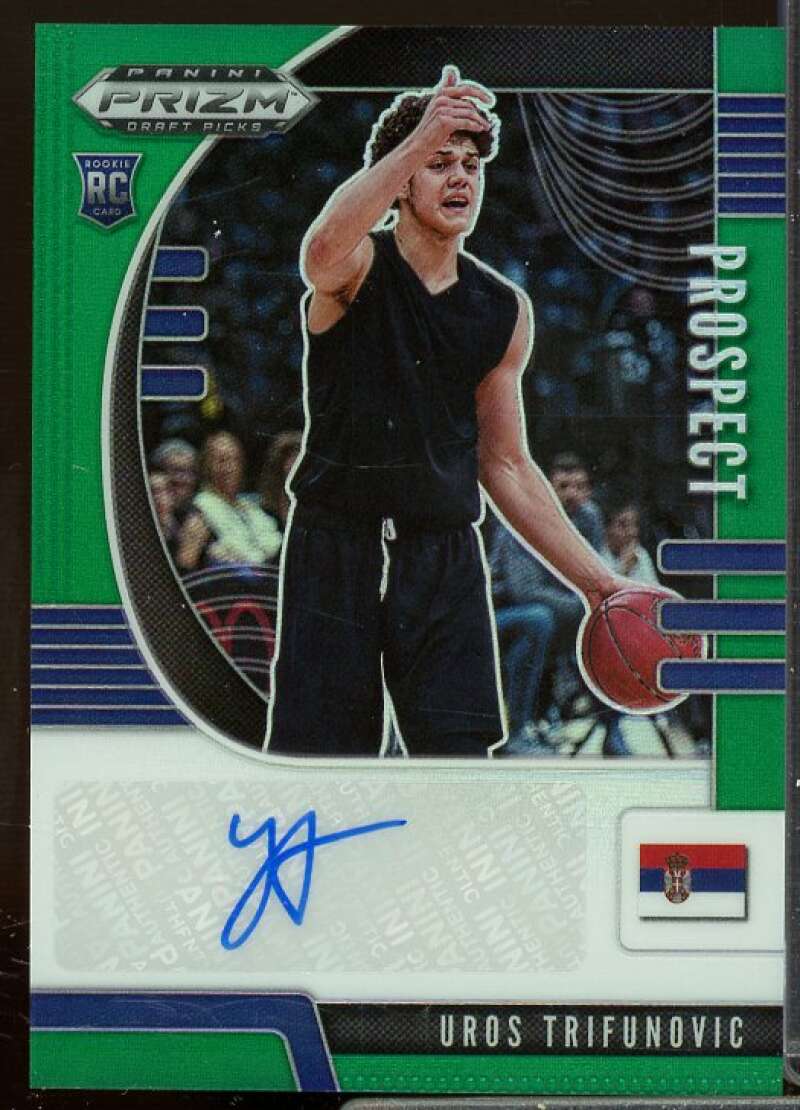 Uros Trifunovic 2020-21 Panini Prizm Draft Picks Prospect Autographs Green #90  Image 1