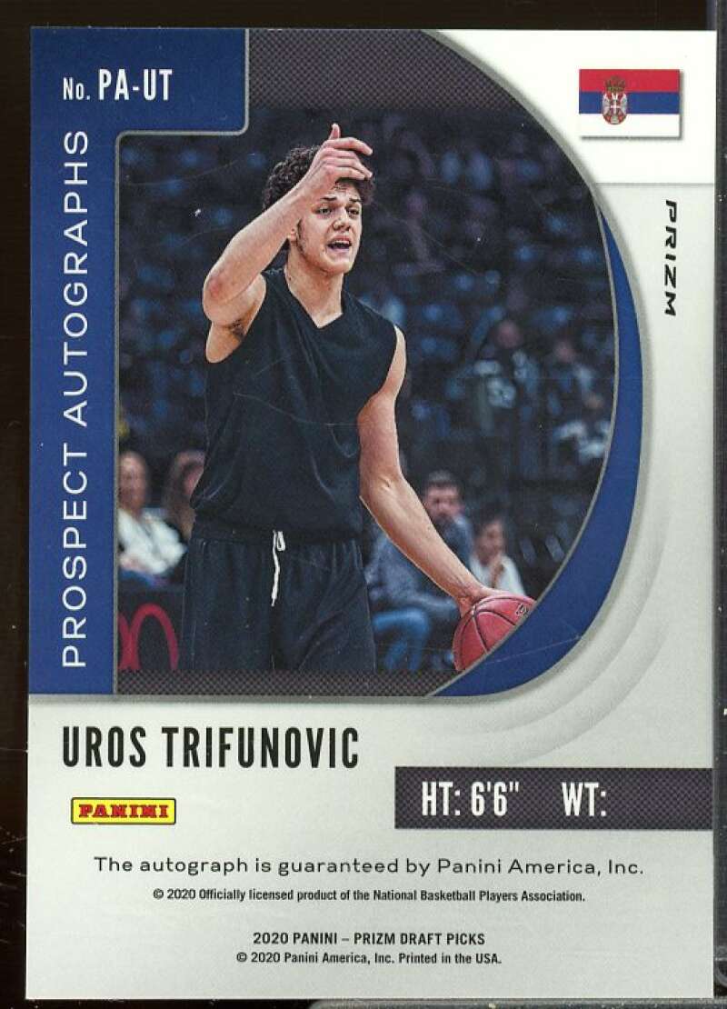 Uros Trifunovic 2020-21 Panini Prizm Draft Picks Prospect Autographs Green #90  Image 2