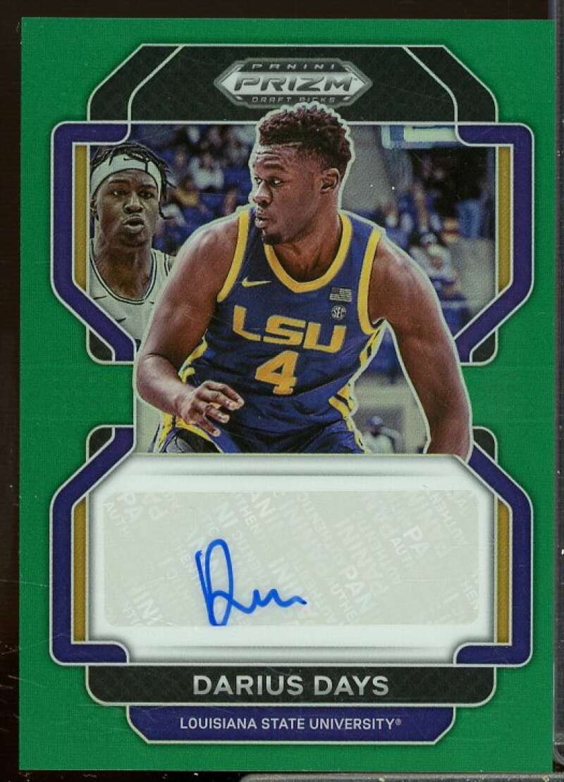 Darius Days Card 2022-23 Panini Prizm Draft Picks Autographs Prizms Green #61  Image 1