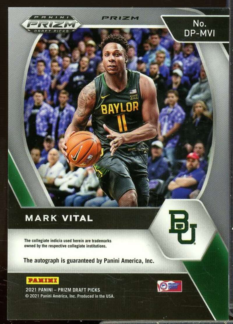 Mark Vital Card 2021-22 Panini Prizm Draft Picks Autographs Prizms Green #11  Image 2