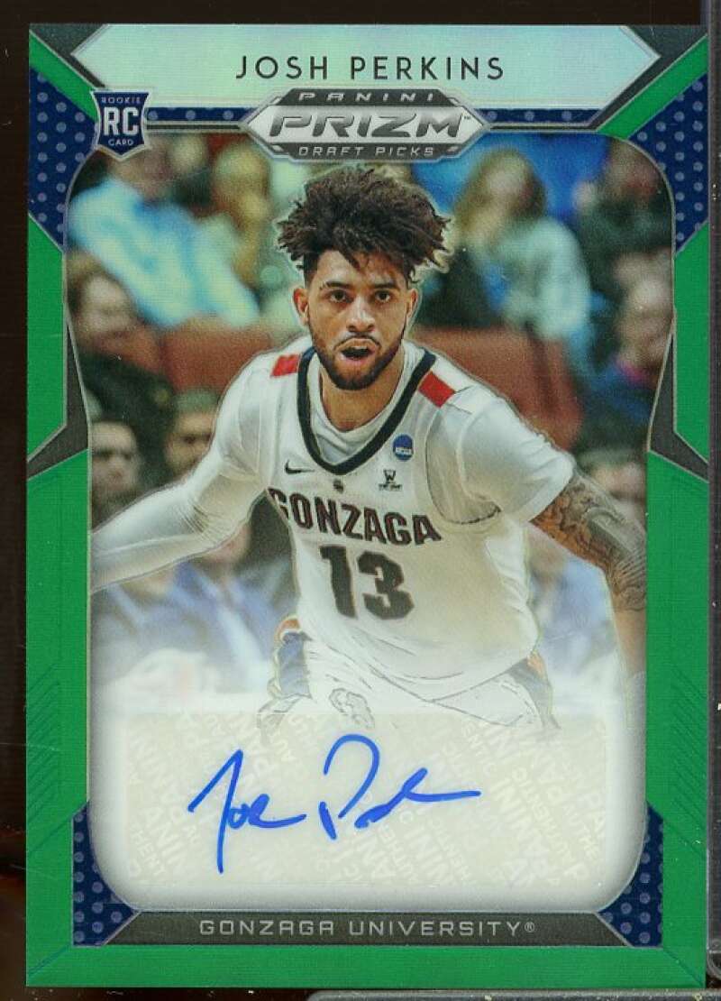 Josh Perkins Card 2019-20 Panini Prizm Draft Picks Autographs Prizms Green #60  Image 1