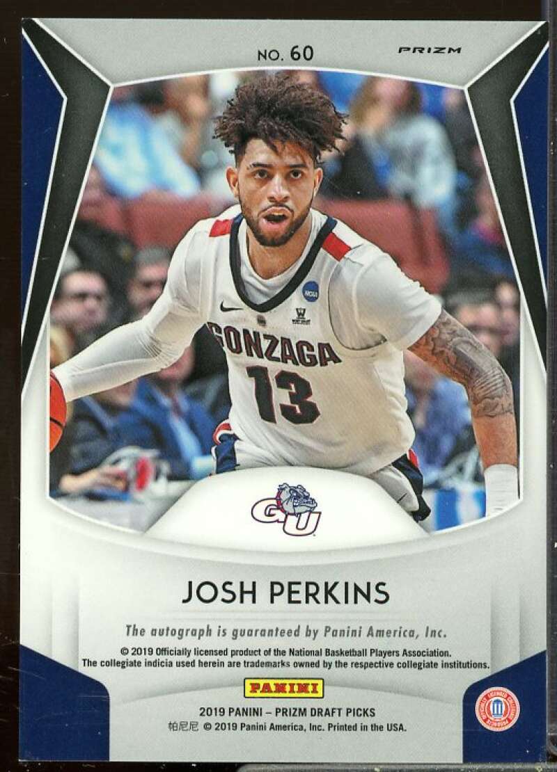 Josh Perkins Card 2019-20 Panini Prizm Draft Picks Autographs Prizms Green #60  Image 2