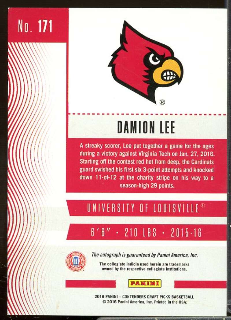 Damion Lee AU Rookie Card 2016-17 Panini Contenders Draft Picks #171  Image 2