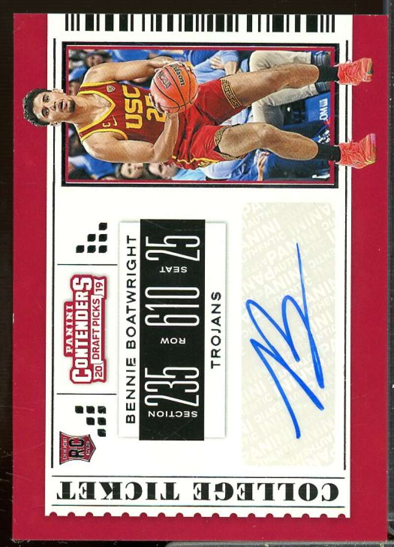 Bennie Boatwright AU Rookie Card 2019-20 Panini Contenders Draft Picks #105  Image 1