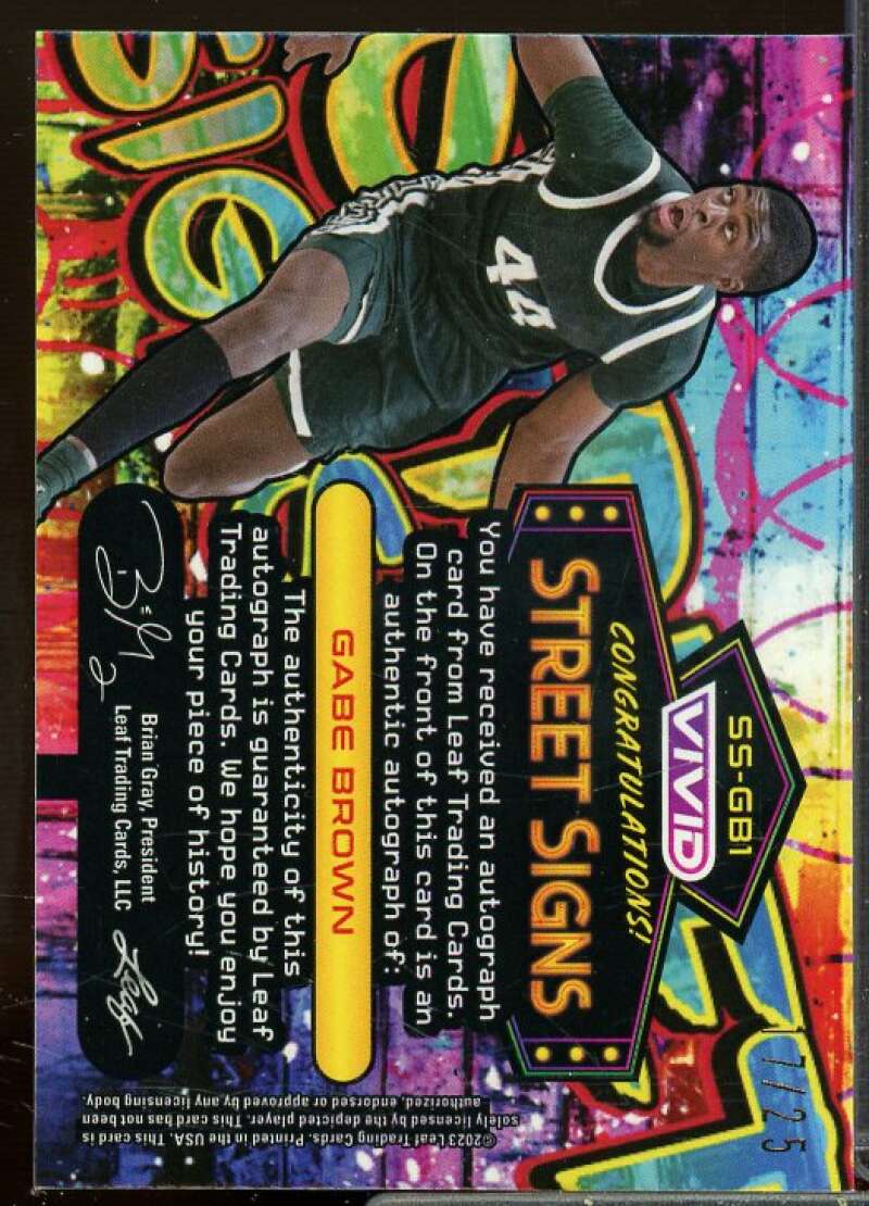 Gabe Brown Rookie Card 2022-23 Leaf Vivid Street Signs #SSGB1  Image 2