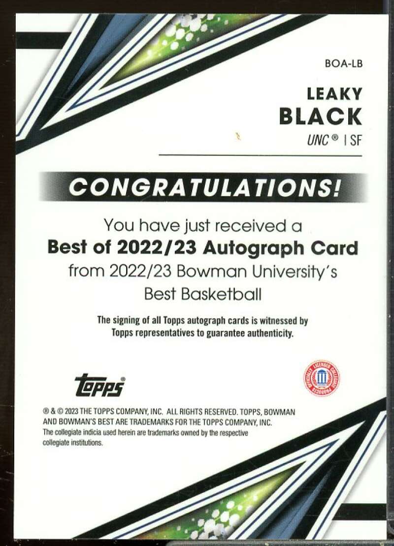 Leaky Black Card 2022-23 Bowman's Best University Best of '22 Autographs #BOALB  Image 2