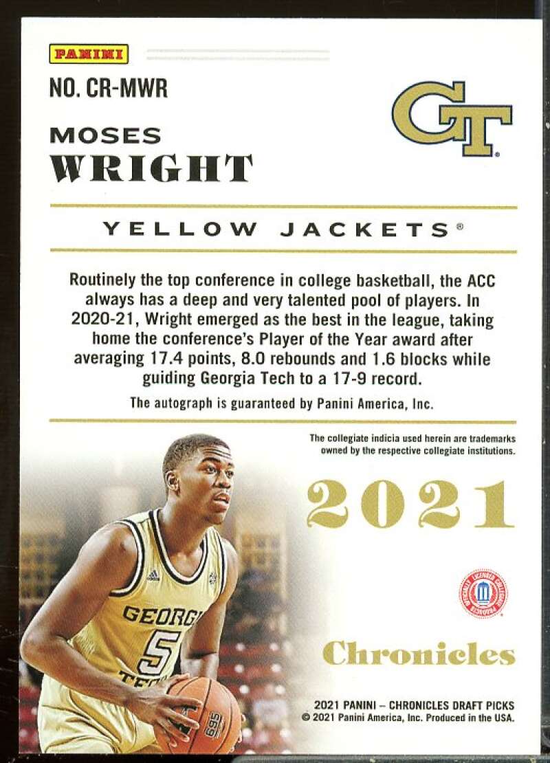 Moses Wright 2021-22 Panini Chronicles Draft Picks Rookie Signatures Black #52  Image 2