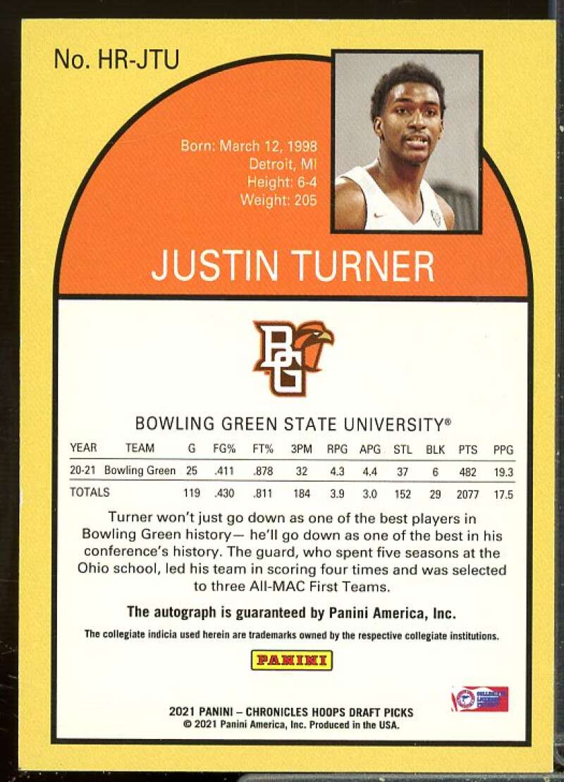 Justin Turner 2021-22 Panini Chronicles Draft Picks Hoops Autographs Bronze #25  Image 2