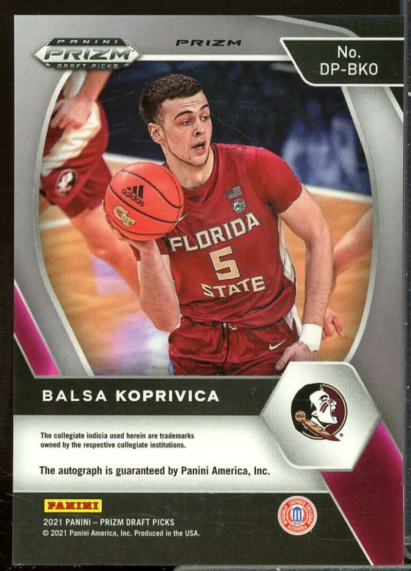 Balsa Koprivica 2021-22 Panini Prizm Draft Picks Autograph Prizm Orange Ice #48  Image 2