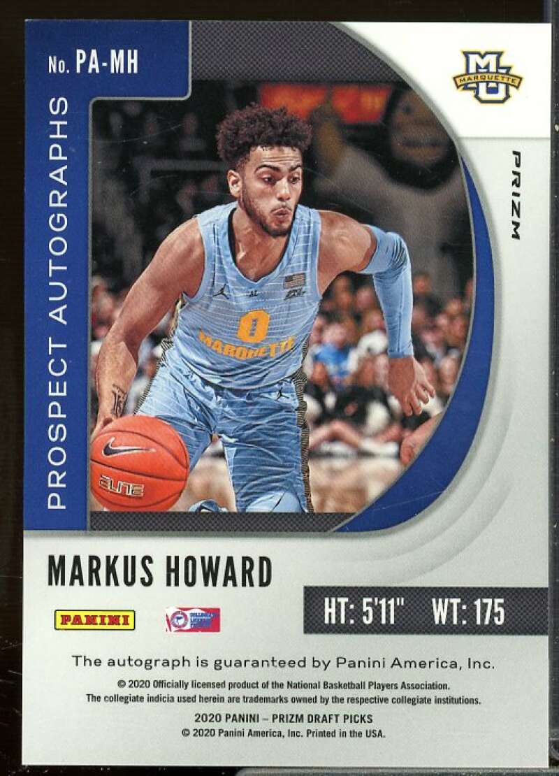 Markus Howard 2020-21 Panini Prizm Draft Picks Prospect Autographs Green #58  Image 2