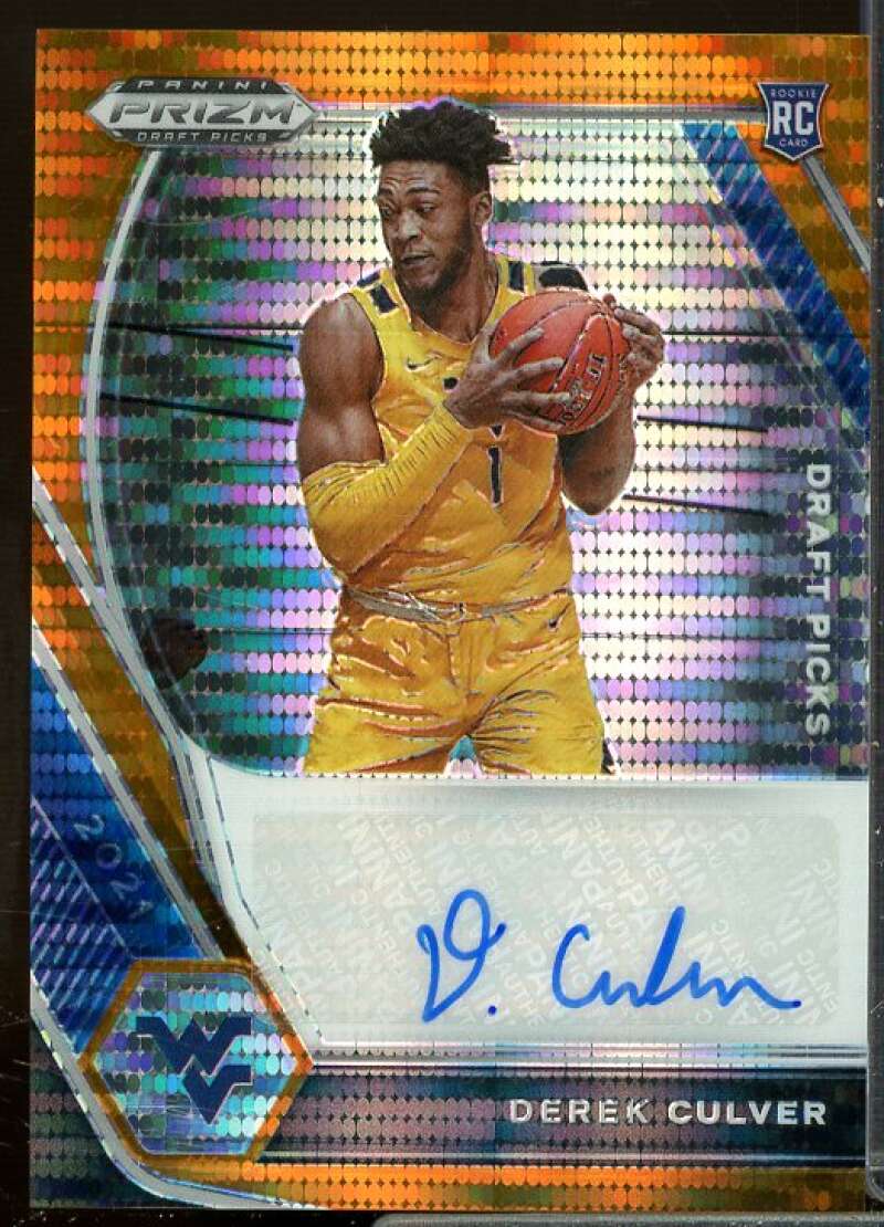 Derek Culver 2021-22 Panini Prizm Draft Pick Autograph Prizms Orange Pulsar #50  Image 1